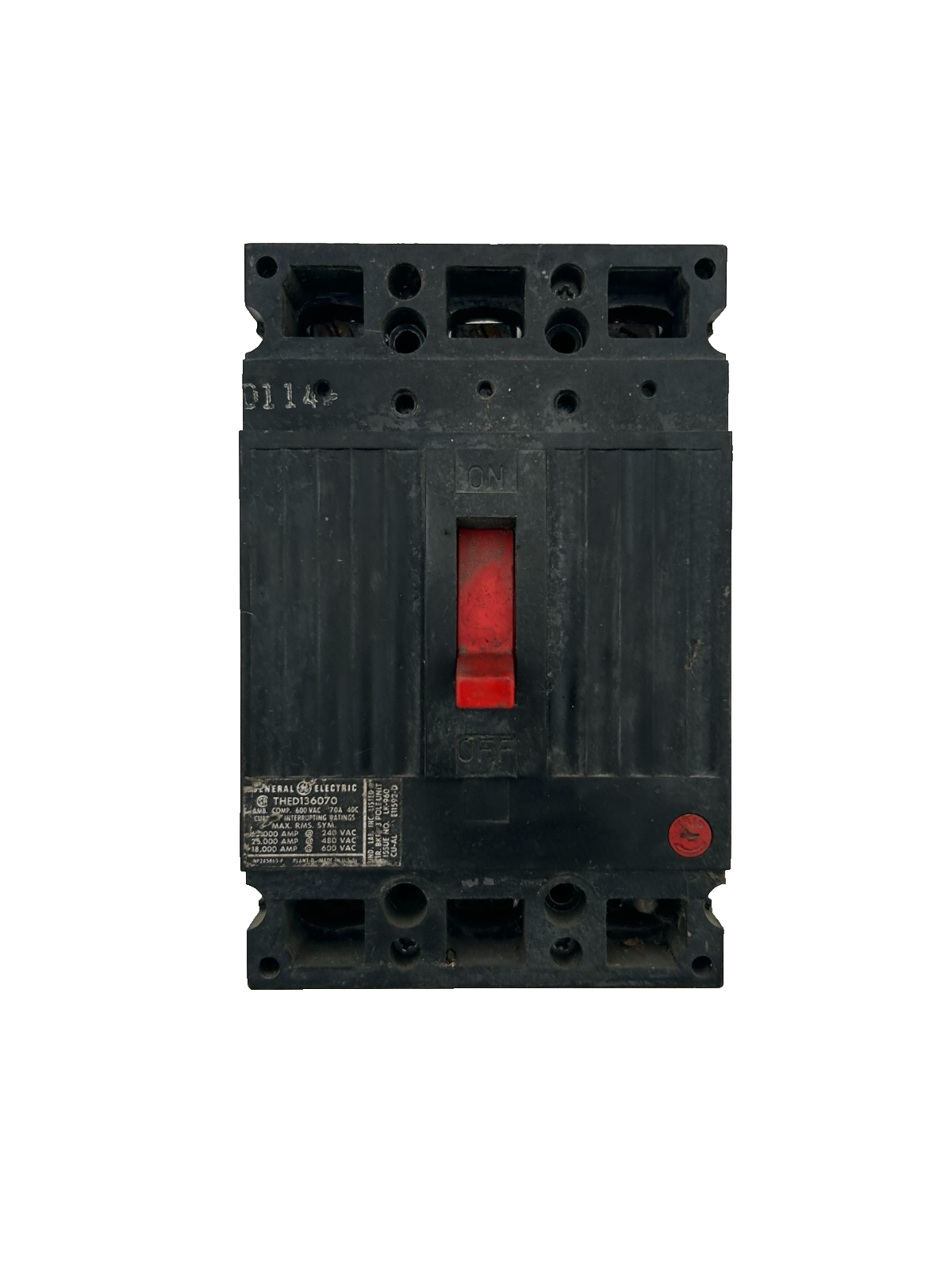Interruttore Scatolato General Electric THED126070 3P 70A 600V AC Usato