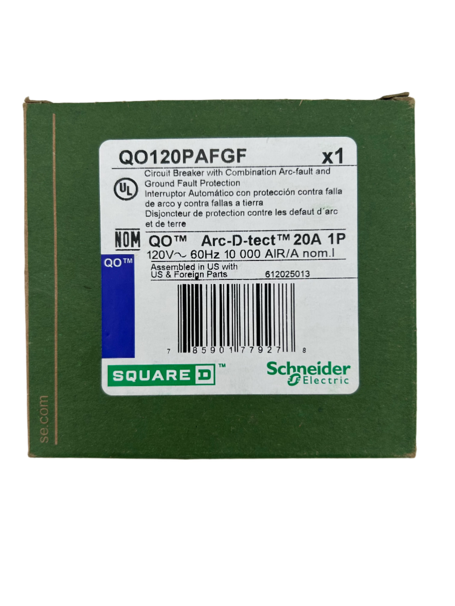 NEW - Square D QO QO120PAFGF 20A 1P 120V AFCI/GFCI Plug on Neutral Circuit Breaker