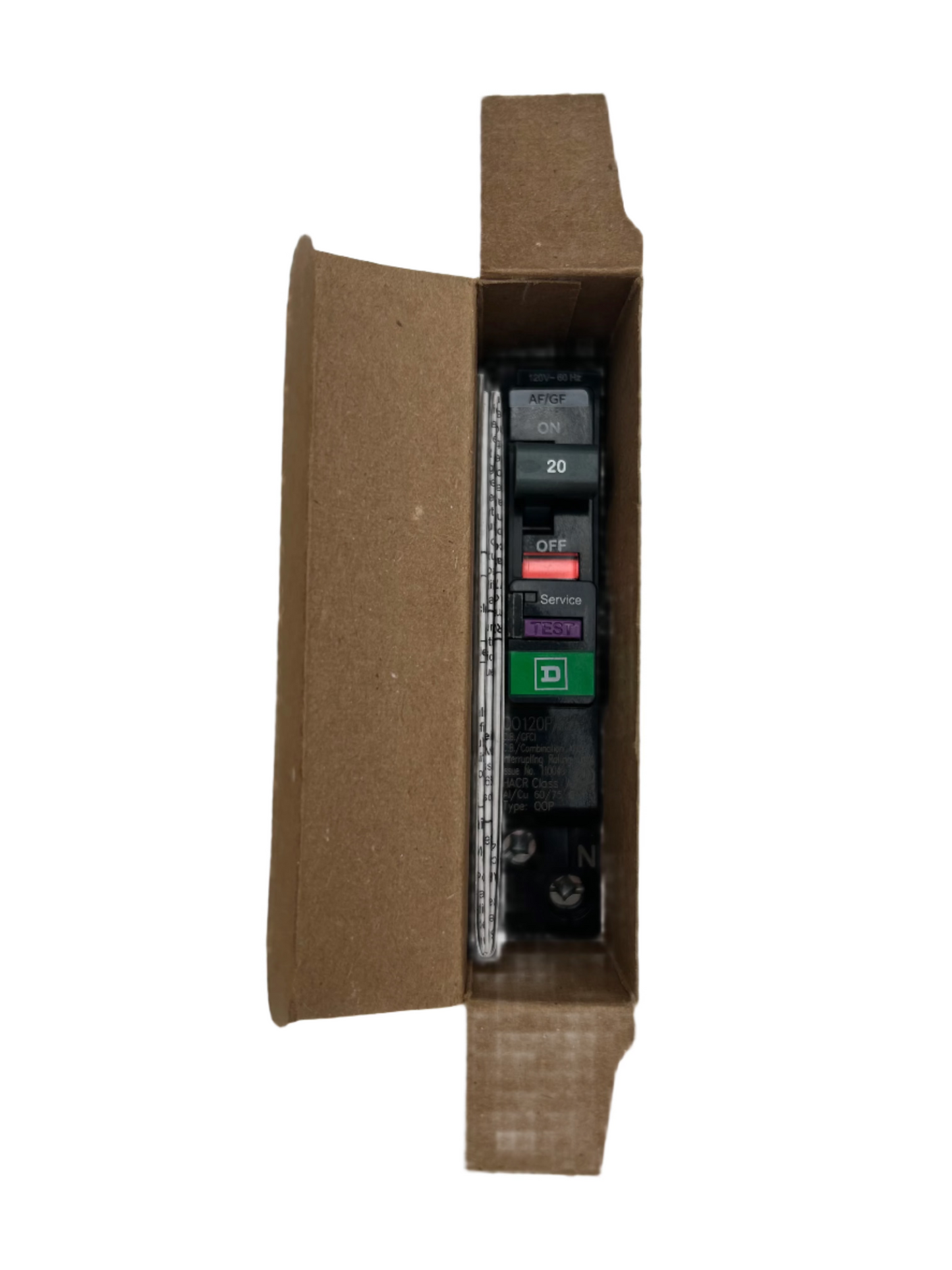 NEW - Square D QO QO120PAFGF 20A 1P 120V AFCI/GFCI Plug on Neutral Circuit Breaker