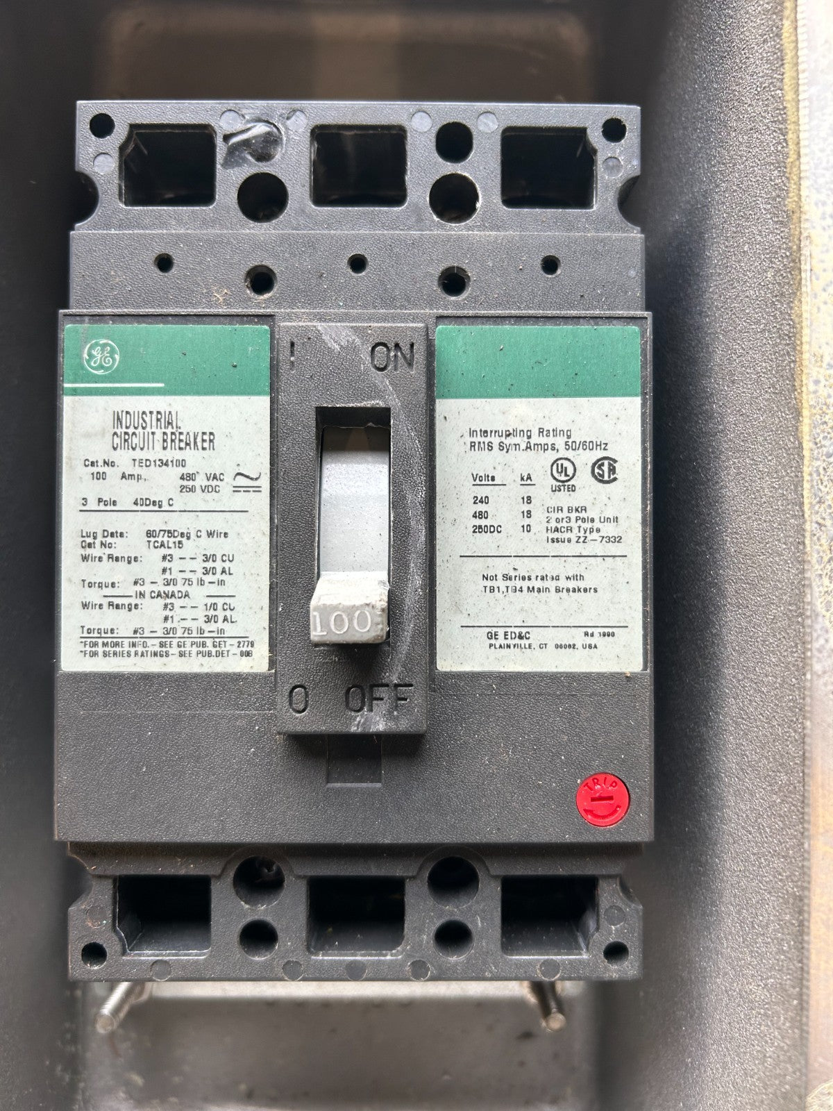 Xcba Adalet XCBB-N4 Explosion-Proof Circuit Breaker Enclosure 100A 480V -Br ...