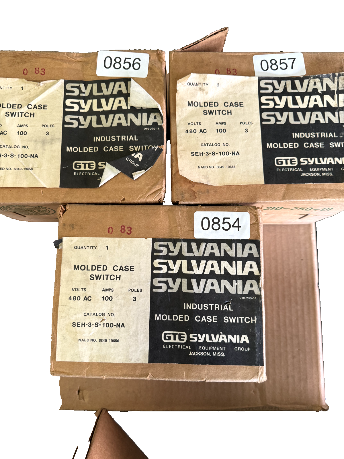 Sylvania SEH3S100NA Molded Case Switch 100 Amps 480 Volt 3 Poles ...