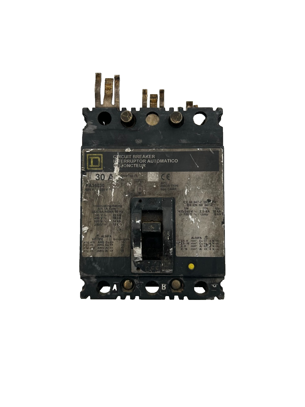 Square D FA36030 Circuit Breaker 30A 3-Pole 600V - Chipped ...