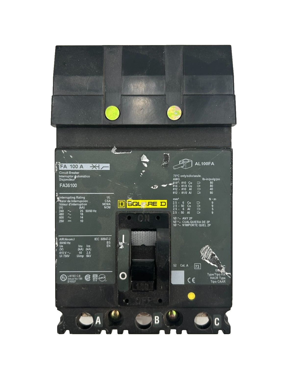 Square D FA36100 Circuit Breaker 100A 3-Pole 600V – RoboMachIndustrial