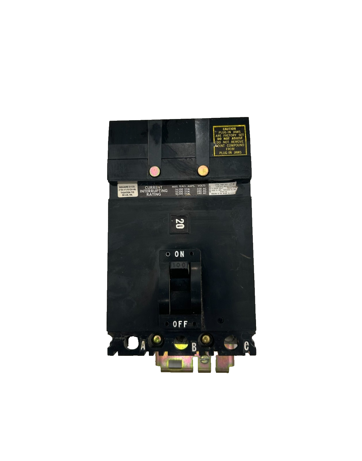 Square D FA36100 Circuit Breaker 100A 3-Pole 600VAC – RoboMachIndustrial