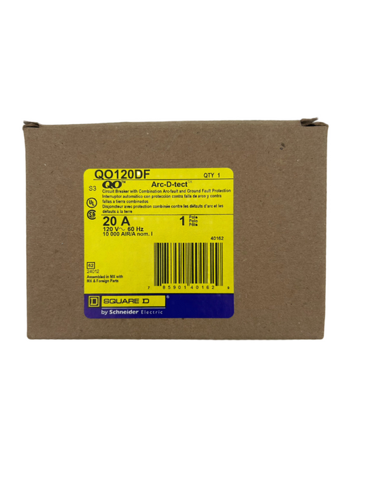 NEW - Square D QO QO120DF 20A 1P 120V AFCI/GFCI Circuit Breaker