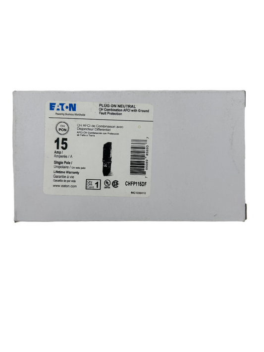 NEW - Eaton CH CHFP115DF 15A 1P 120V AFCI/GFCI Plug-On Neutral Circuit Breaker