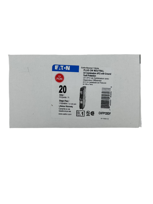 NEW - Eaton CH CHFP120DF 20A 1P 120V AFCI/GFCI Plug on Neutral Circuit Breaker